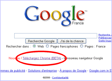 Google Chrome sur Google.fr