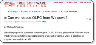 Copie d'écran FSF.org