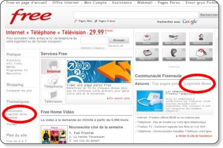 Copie d'écran - Portail Free