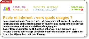 Copie d'écran - Mission E-educ - - Forum - Gouv.fr