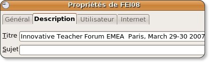 Forum des Enseignants Innovants - Présentation - Propriétés - Description
