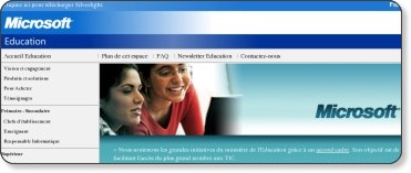 Copie d'écran du site Microsoft.fr