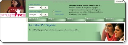 Copie d'écran du site Projetice.fr